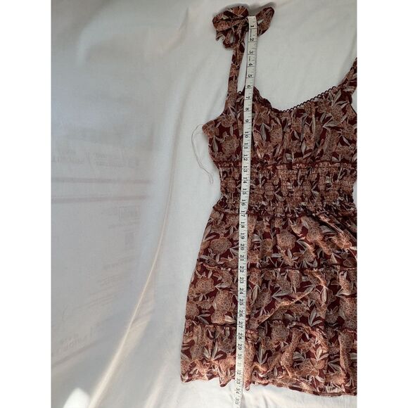 Trixxi Ruffle Fit n Flare Dress Floral Burgundy Brown Prairie Cottage XL Tiered - Picture 11 of 11